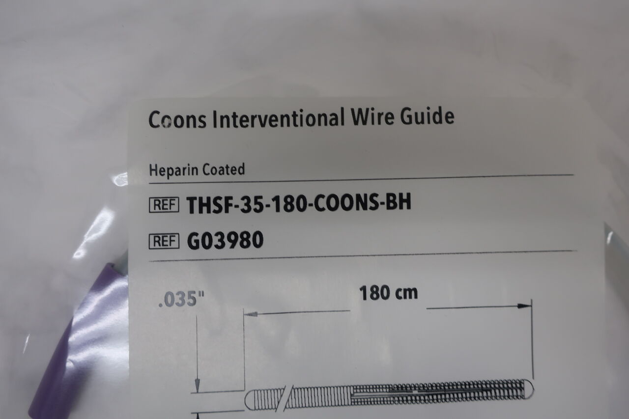 G03980 - COOK - COONS INTERVENTIONAL WIRE GUIDE .035" x 180cm, (EA) - ( Expiry Date: 2022-08-11 )
