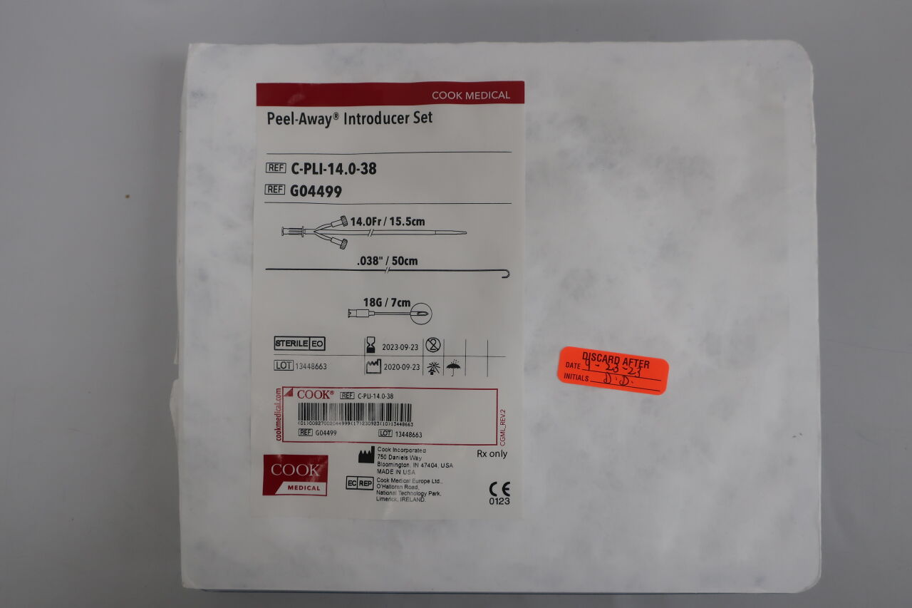G04499 - COOK - Peel-Away Introducer Sheath Set 14F x 15.5cm, 0.038, (EA) - ( Expiry Date: 2023-09-23 )