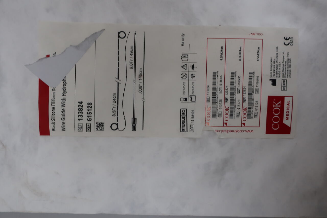 G15128 - COOK - filiform double pigtail stent set, black silicone 8.5f x 24cm, (EA) - ( Expiry Date: 2023-05-12 )