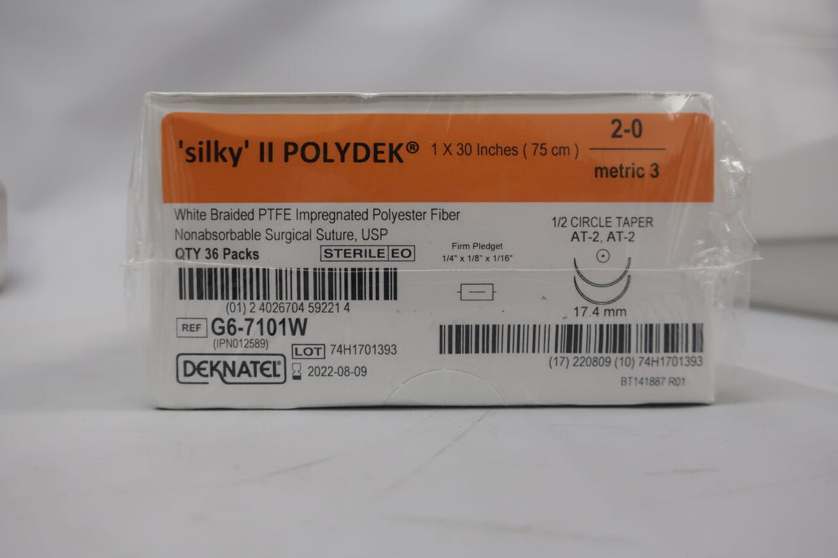 G6-7101W - TELEFLEX - Silky II Polydek Non-Absorbable Braided Suture, Size 2-0, (BX/36)