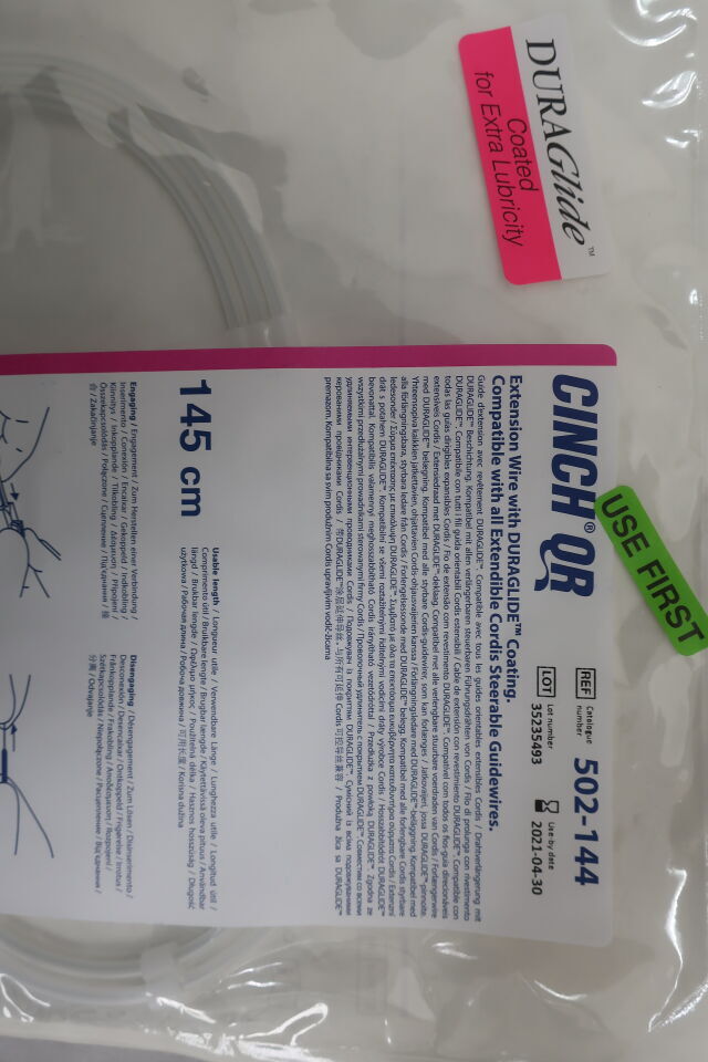 502144 - CORDIS - cinch qr extension wire, straight 0.014" x 145cm, (EA) - ( Expiry Date: 2021-04-30 )