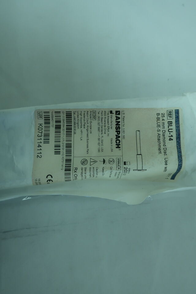 BLU-14 - ANSPACH - 25.4mm Diamond Disc use with B-BLUE-S Attachment , (EA) - ( Expiry Date: 2021-01-31 )