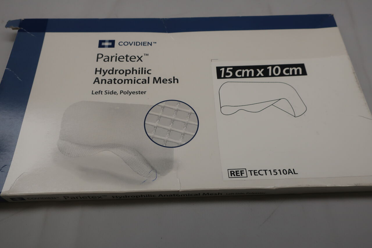 TECT1510AL - COVIDIEN - Parietex Left Side Polyester Anatomical Hydrophilic Mesh, 15 x 10 cm, () - ( Expiry Date: 2022-11-30 )