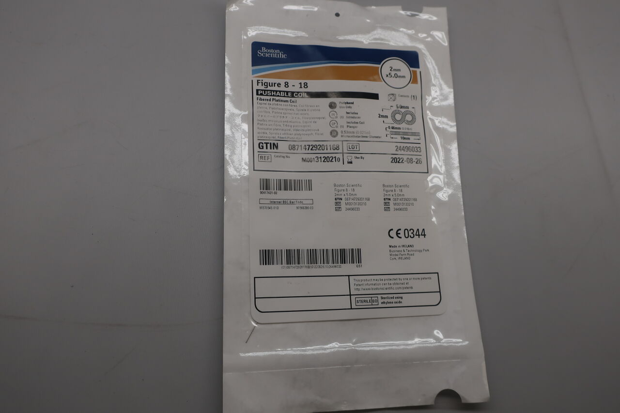 312021 - BOSTON SCIENTIFIC - Figure 8-18 Pushable Fibered Platinum Coil 2mm x 5mm, () - ( Expiry Date: 2022-08-26 )