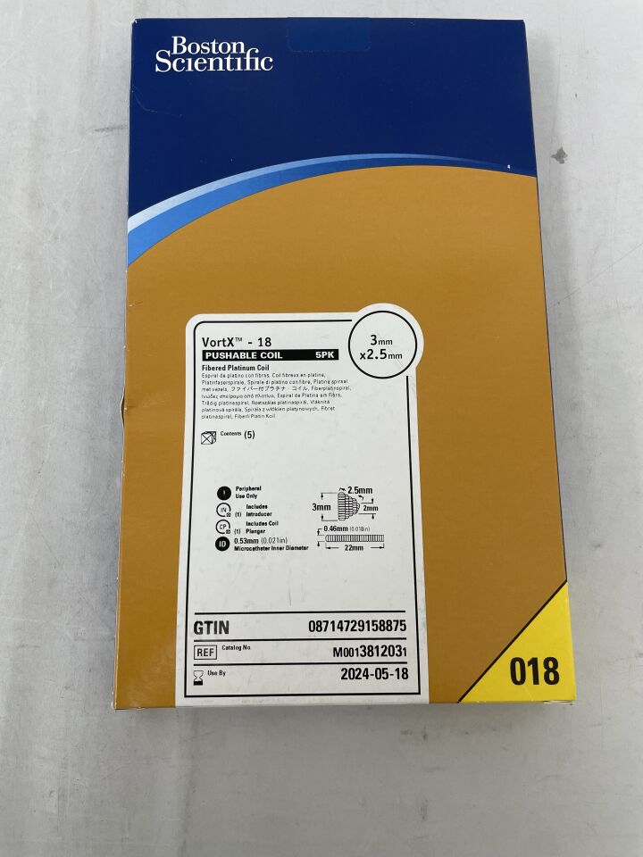 381203 - BOSTON SCIENTIFIC - VortX-18 Pushable Fibered Platinum Coil - 3mm x 2.5mm, () - ( Expiry Date: 2021-07-07 )