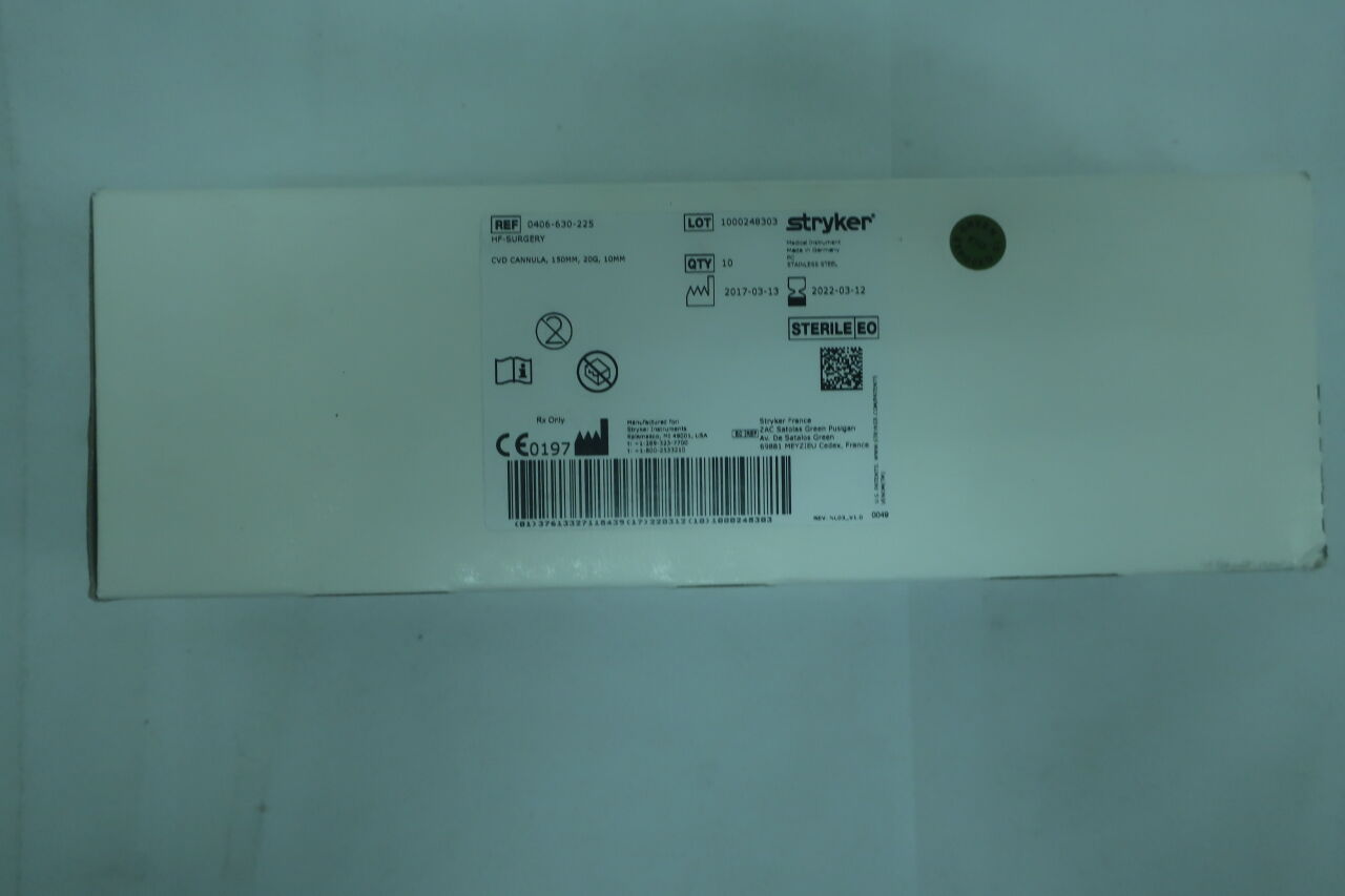 0406-630-225 - STRYKER - RF Cannula, HF-Surgery 20G x 150mm, 10mm Tip, Curved, () - ( Expiry Date: 2022-03-12 )