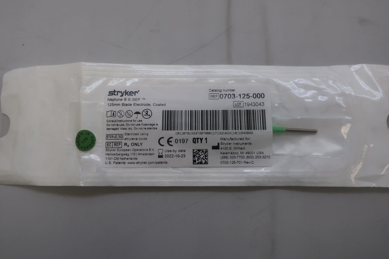 0703-125-000 - STRYKER - Neptune E-SEP 125mm Blade Electrode, Coated, () - ( Expiry Date: 2022-10-23 )