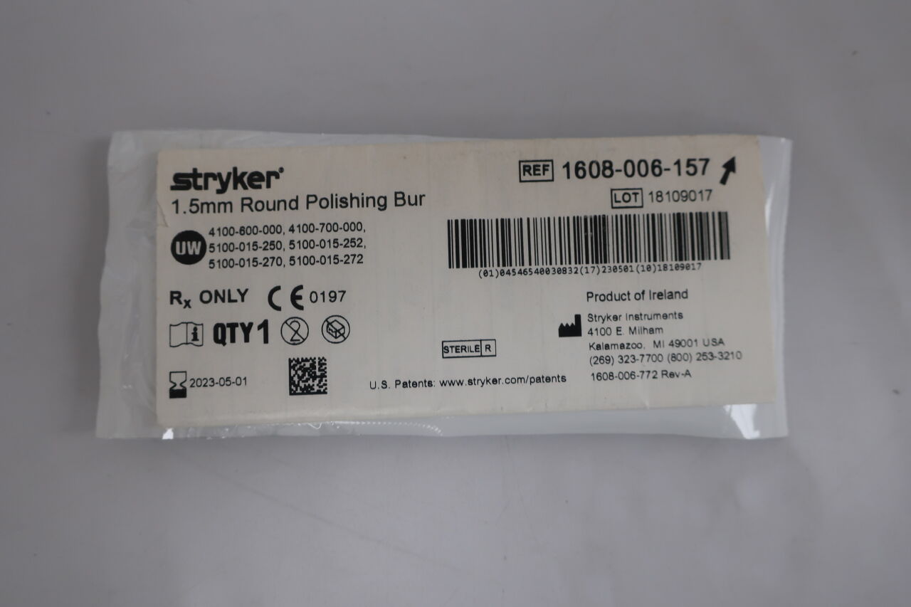 1608-006-157 - STRYKER - Round Polishing Burr, 1.5 x 54 mm Length, (EA) - ( Expiry Date: 2023-05-01 )