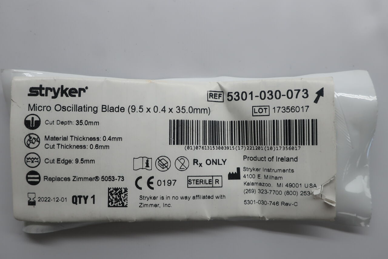 5301-030-073 - STRYKER - Micro Oscillating Blade 10mm x 35mm x 0.4mm, (EA) - ( Expiry Date: 2022-12-01 )