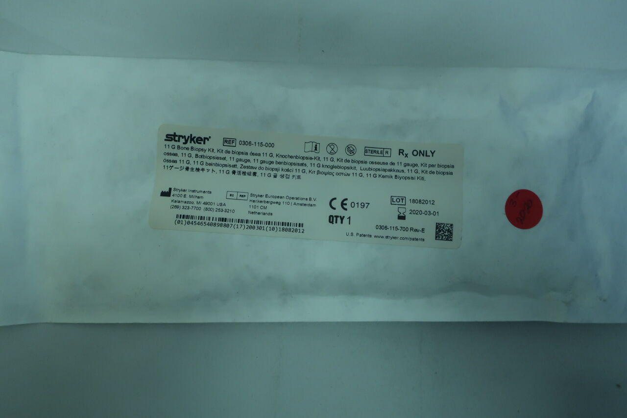 0306-115-000 - STRYKER - 11G x 5" Bone Biopsy Kit, () - ( Expiry Date: 2020-03-01 )