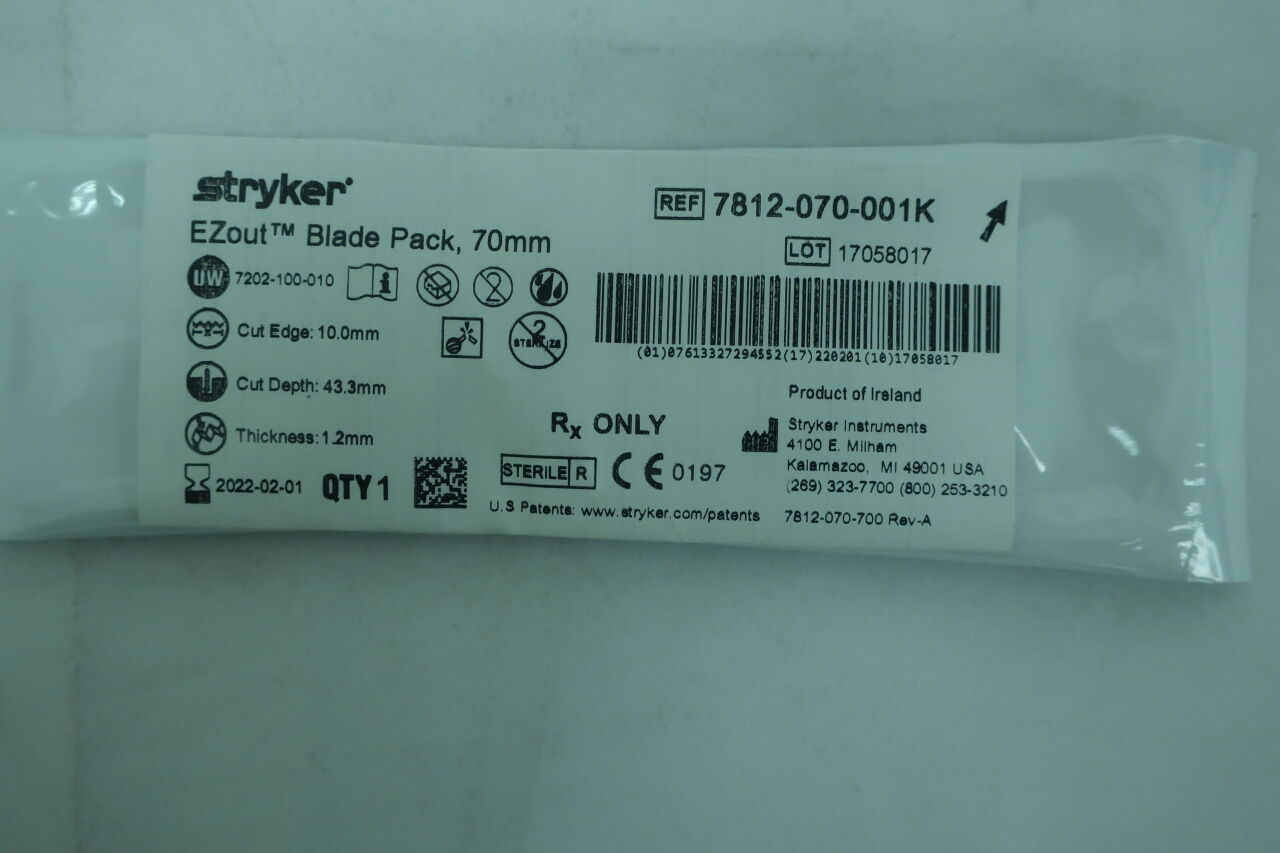 7812-070-001K - STRYKER - EZout Blade Pack, 70mm, (EA) - ( Expiry Date: 2022-02-01 )