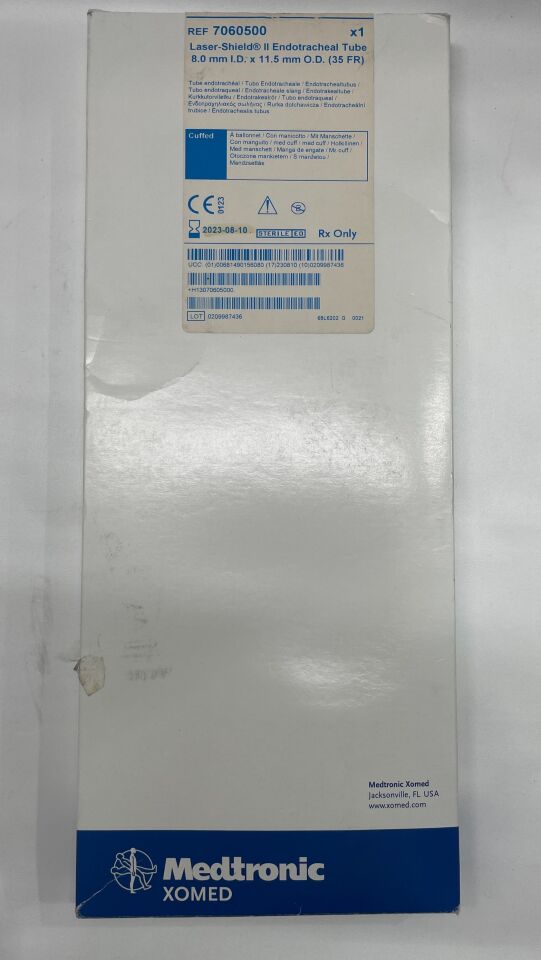 7060500 - MEDTRONIC - laser-shield ii endotracheal tube, cuffed: 8.0mm x 11.5mm, (BX/1) - ( Expiry Date: 2023-08-10 )