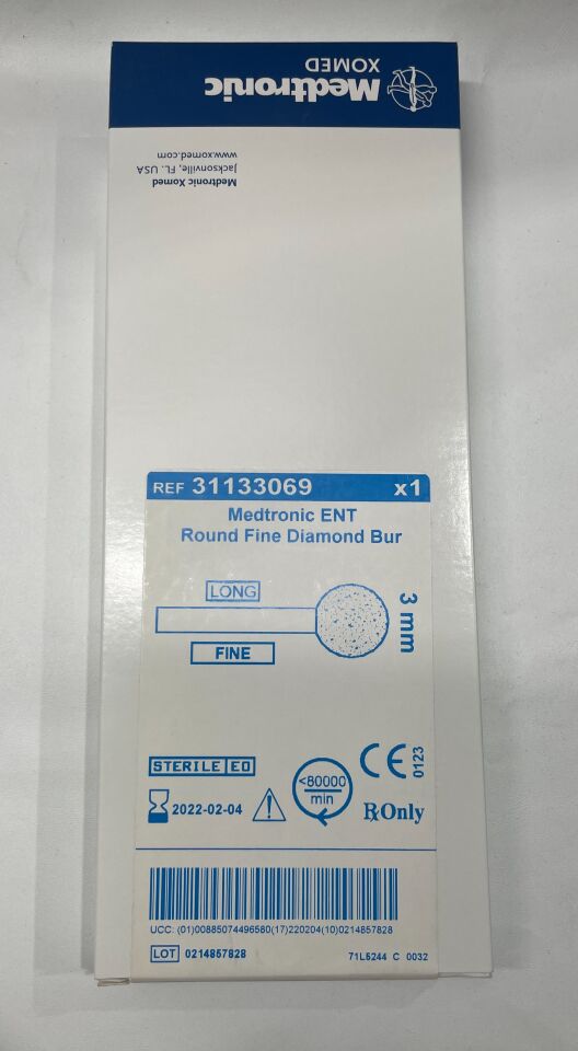 31133069 - MEDTRONIC - ent 3mm round long fine diamond bur, (BX/1) - ( Expiry Date: 2022-02-04 )