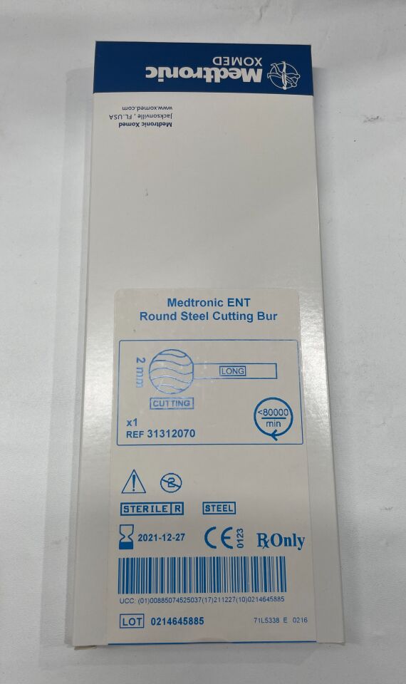 31312070 - MEDTRONIC - ent 2mm round steel cutting bur long length, (BX/1) - ( Expiry Date: 2021-12-27 )