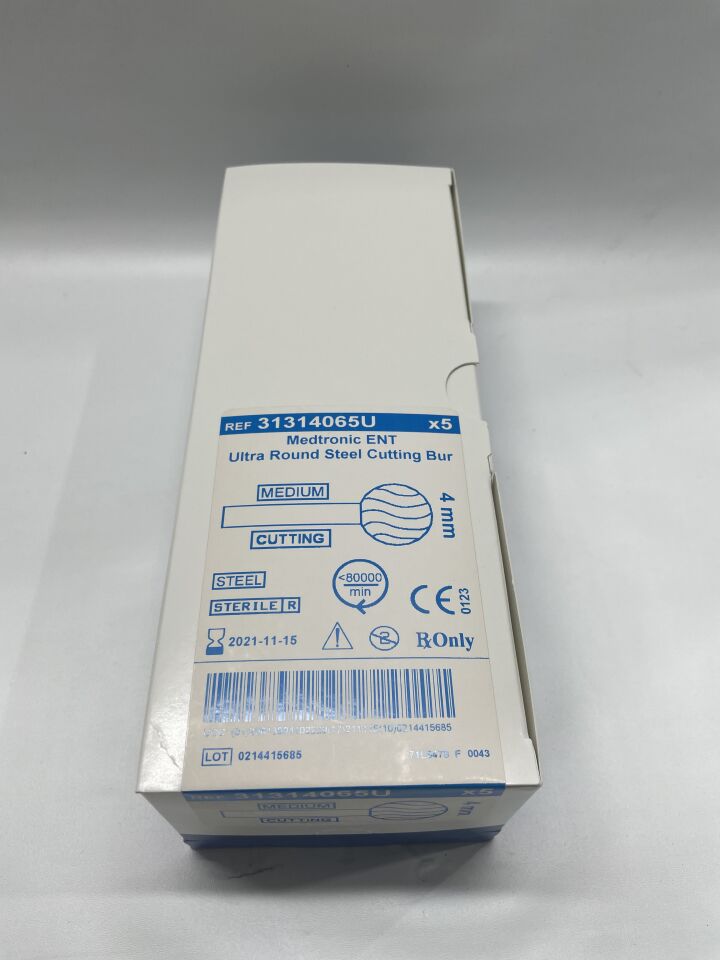 31314065U - MEDTRONIC - ent ultra round steel cutting bur fluted otologic burr, 4 dia. x 69 mm length, (BX/5) - ( Expiry Date: 2021-11-15 )