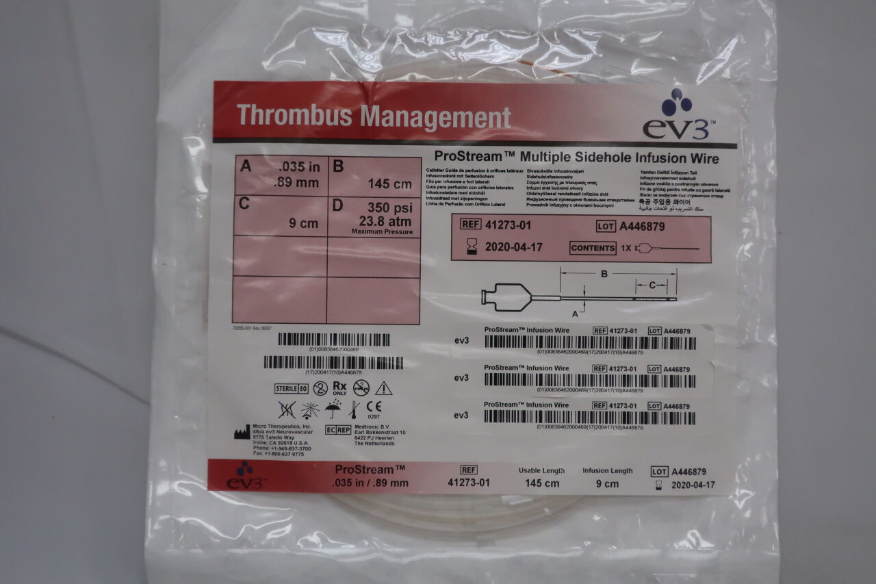 41273-01 - EV3 - ProStream Multiple Sidehole Infusion Wire 0.035" x 145cm x 9cm, () - ( Expiry Date:  )