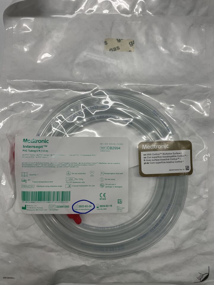 CB2994 - MEDTRONIC - intersept pvc tubing 3/8" x 3/32" x 6', (EA) - ( Expiry Date: 2024-02-15 )
