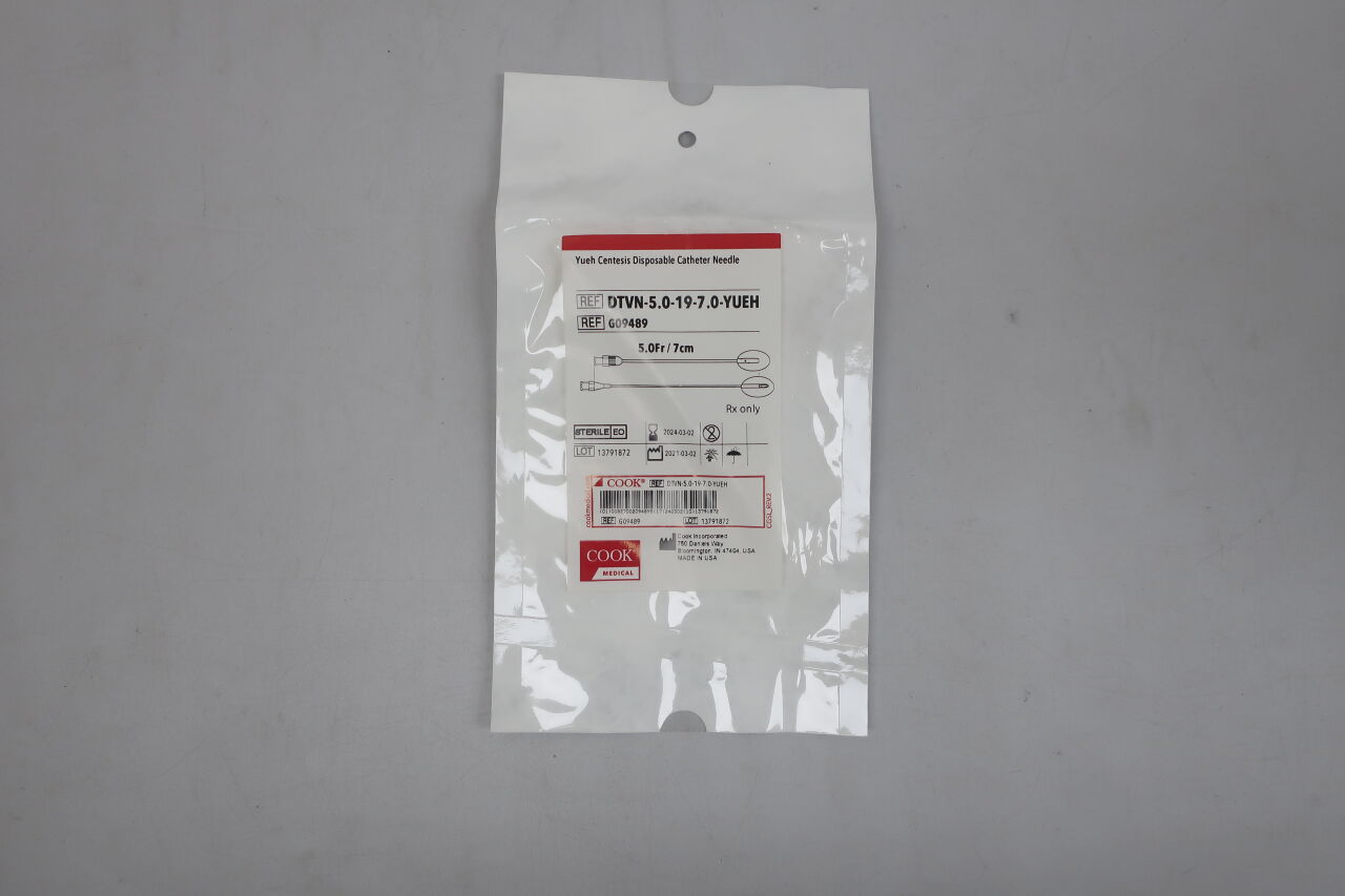 G09489 - COOK - yueh centesis straight catheter needle 5f x 7cm, (EA) - ( Expiry Date: 2024-03-02 )