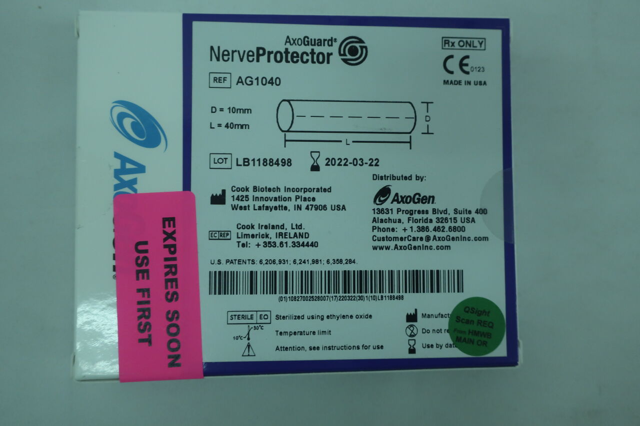 AG1040 - AXOGEN - axoguard nerve protector 10mm x 40mm, () - ( Expiry Date: 2022-03-22 )