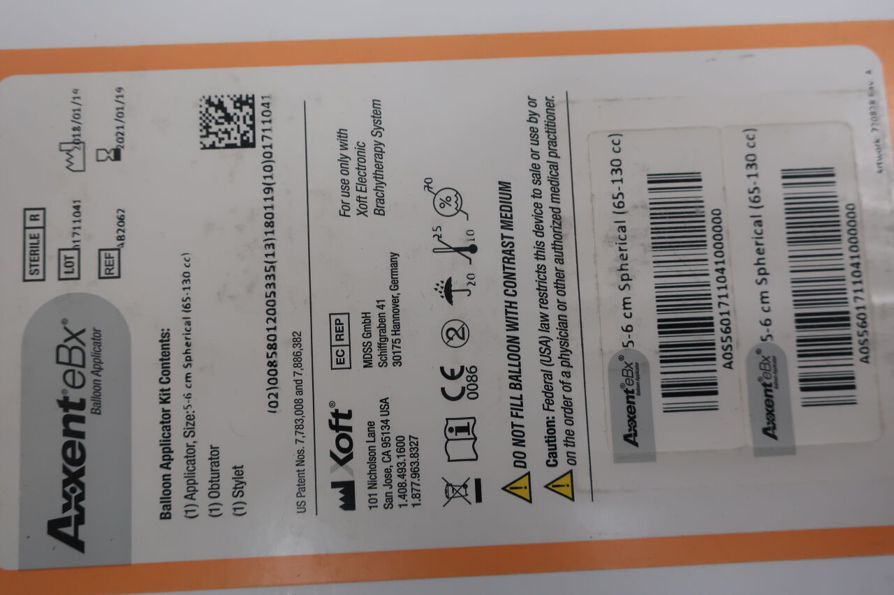 Ab2062 - XOFT - Axxent eBx Balloon Applicator 5-6cm Spherical, 65-130cc, () - ( Expiry Date: 2021-05-28 )