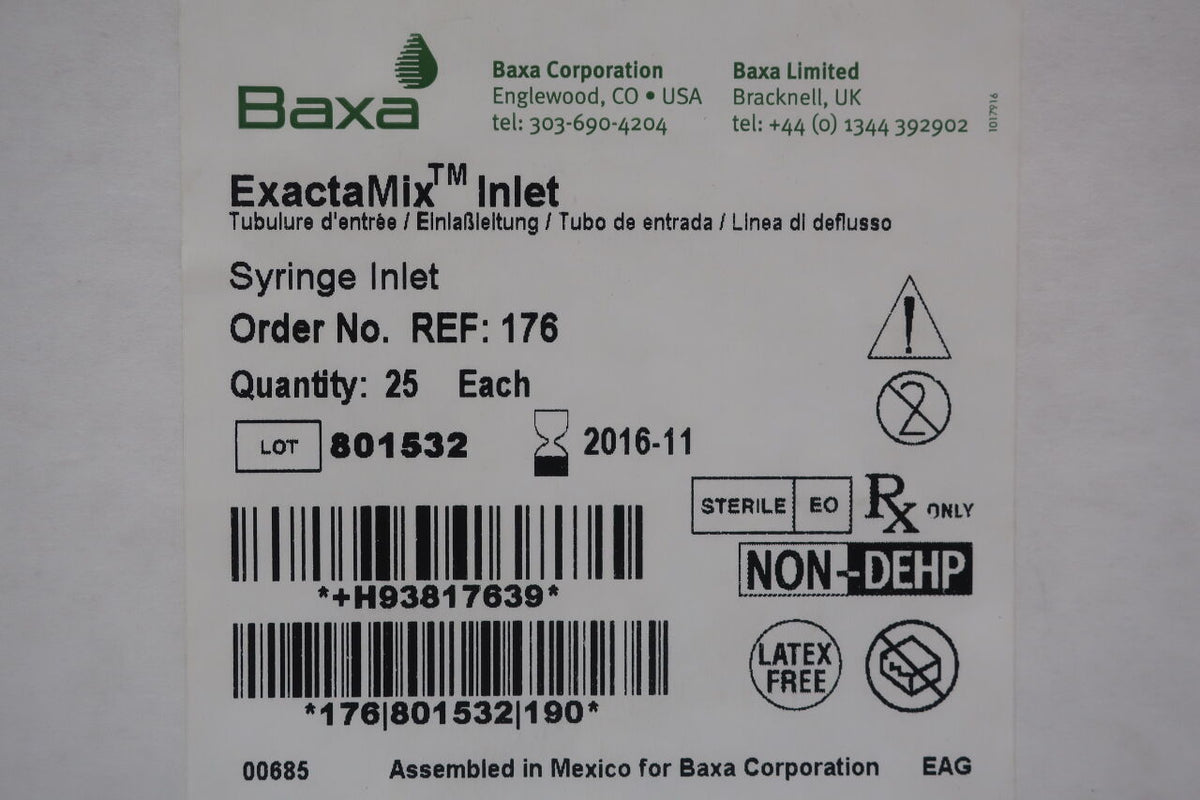 176 - BAXA - ExactaMix Syringe Inlet, (BX/25)
