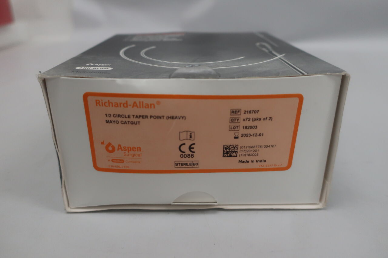 216707 - ASPEN - Richard-Allan Needle, 1/2c Taper Point Mayo Catgut, 0.050" x 0.897", (BX/72) - ( Expiry Date: 2023-12-01 )