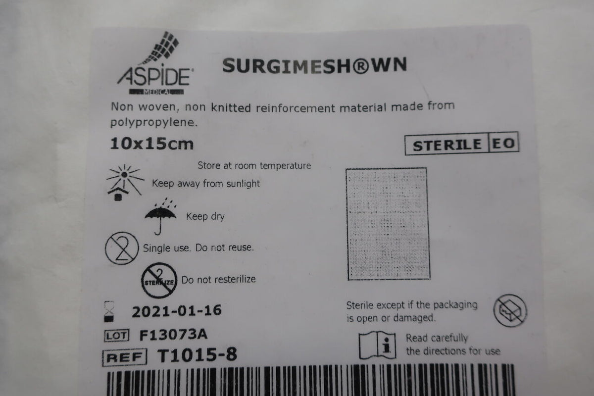 T1015-8 - ASPIDE MEDICAL - surgimesh wn, ventral and general use, 4" x 6", (EA)