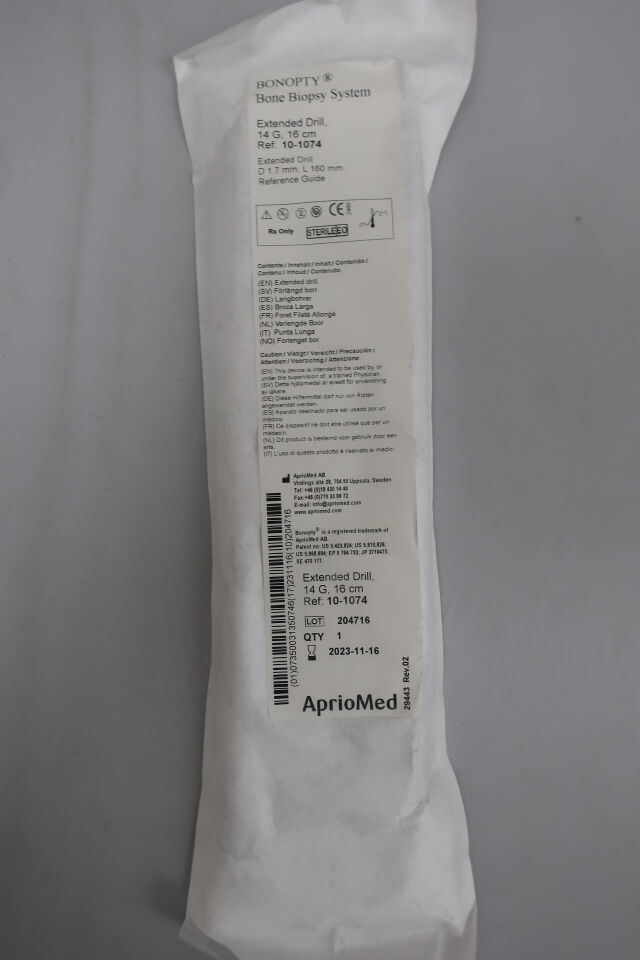 10-1074 - APRIOMED - Bonopty Extended Drill 15G, 16 cm, (EA) - ( Expiry Date: 2023-11-16 )