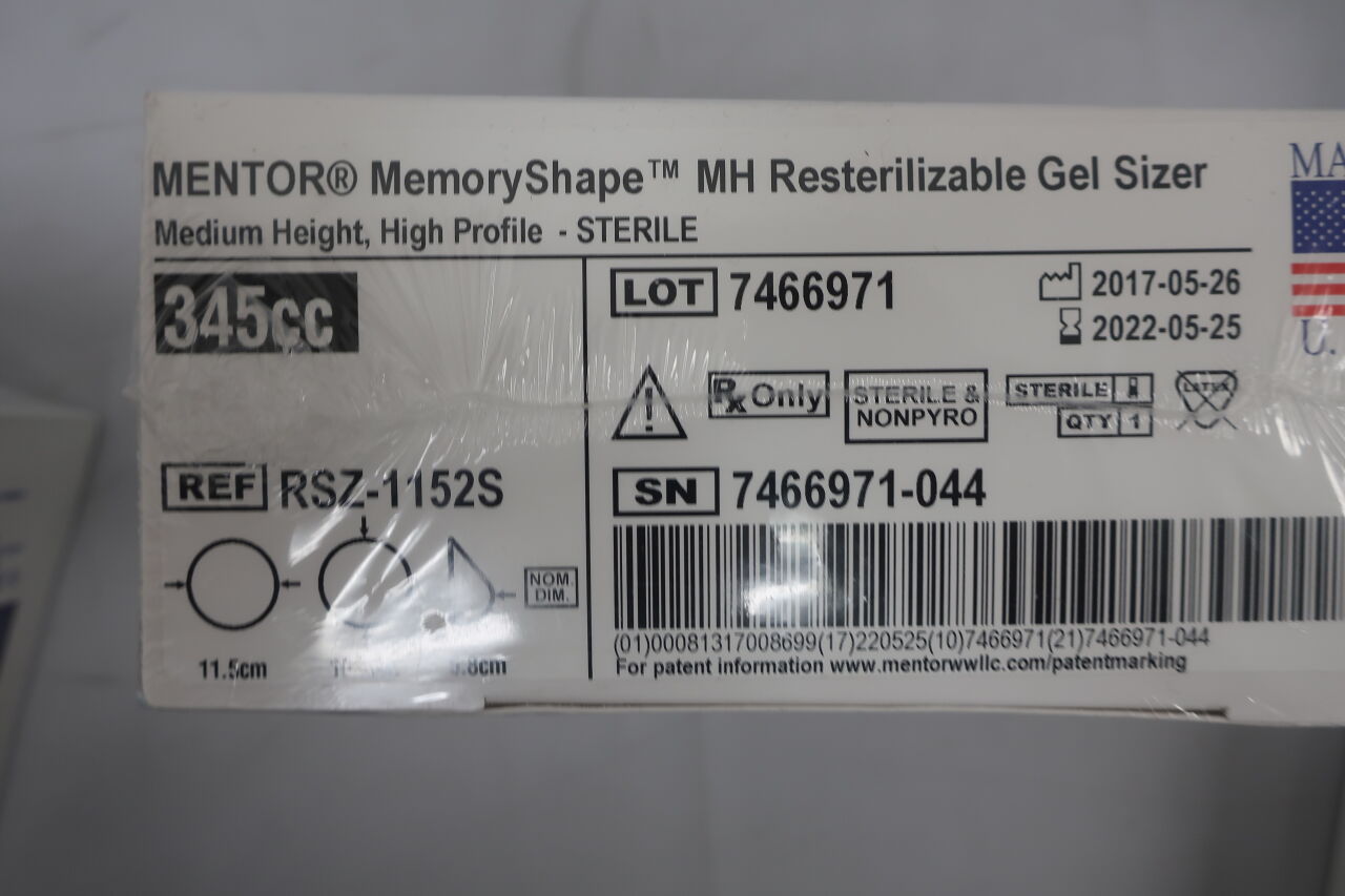 RSZ-1152S - MENTOR - MemoryShape Medium Height, High Profile Sterile, MH 345cc Gel Sizer, (BX/1) - ( Expiry Date: 2022-05-25 )