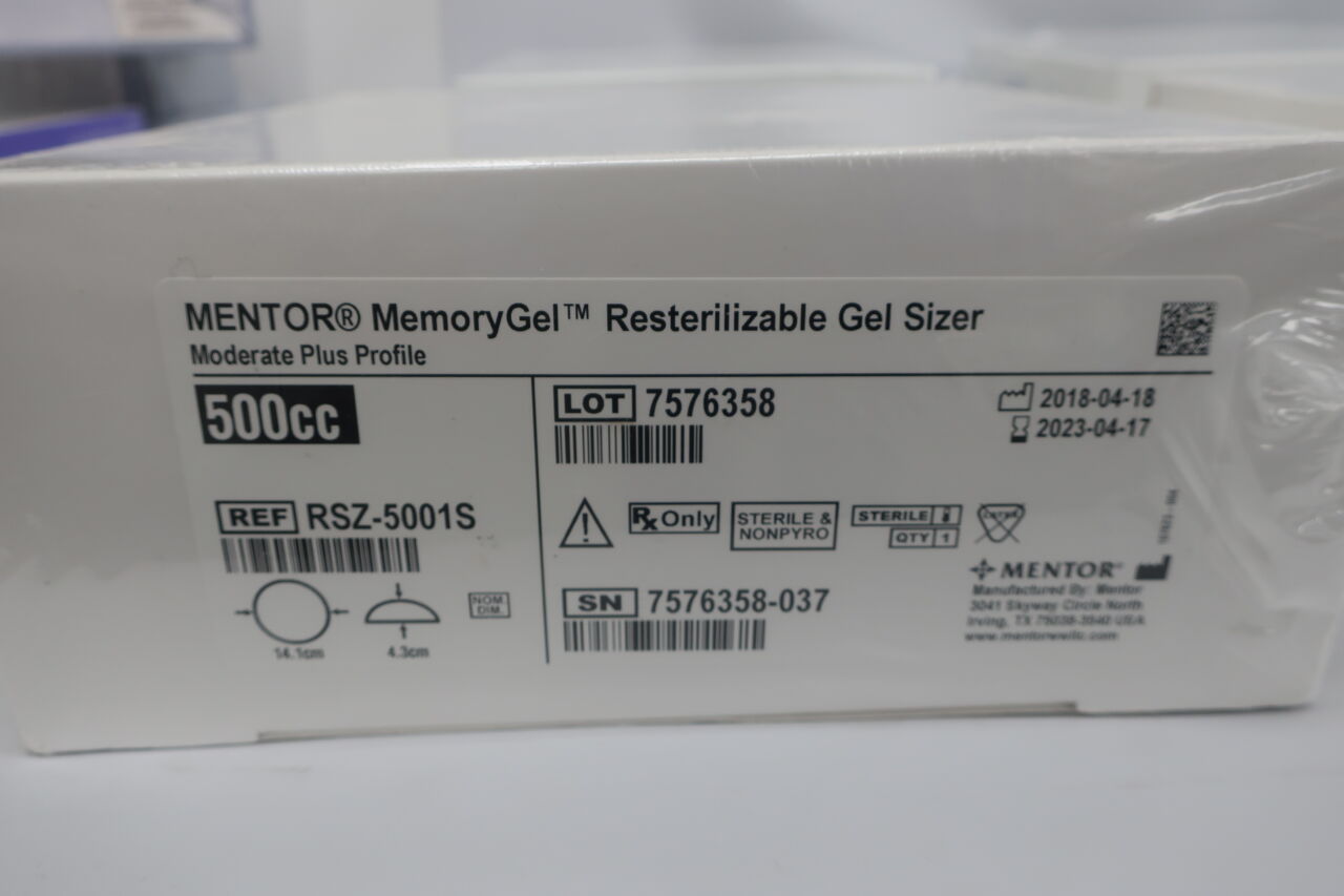 RSZ-5001S - MENTOR - MemoryGel Moderate Plus Profile, M+ 500cc Gel Sizer, (BX/1) - ( Expiry Date: 2023-04-17 )