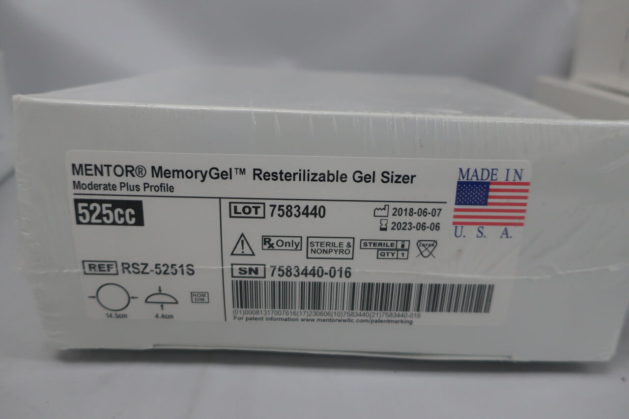 RSZ-5251S - MENTOR - MemoryGel Moderate Plus Profile, M+ 525cc Gel Sizer, (BX/1) - ( Expiry Date: 2023-06-06 )