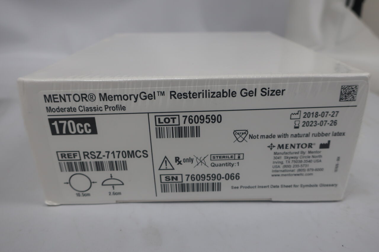 RSZ-7170MCS - MENTOR - MemoryGel Moderate Classic Profile, MC 170cc Gel Sizer, (BX/1) - ( Expiry Date: 2023-07-26 )