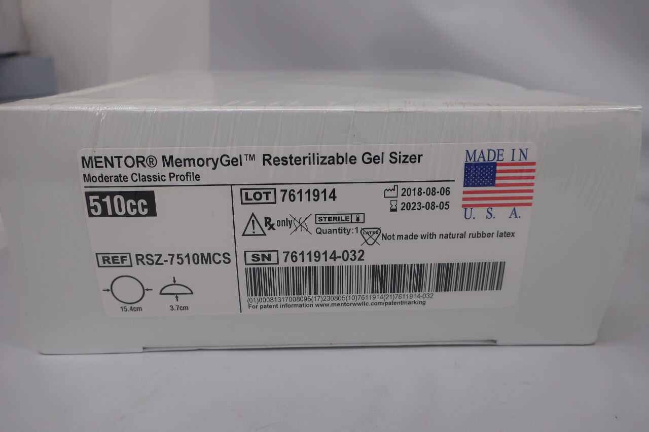 RSZ-7510MCS - MENTOR - MemoryGel Moderate Classic Profile, MC 510cc Gel Sizer, (BX/1) - ( Expiry Date: 2023-08-05 )