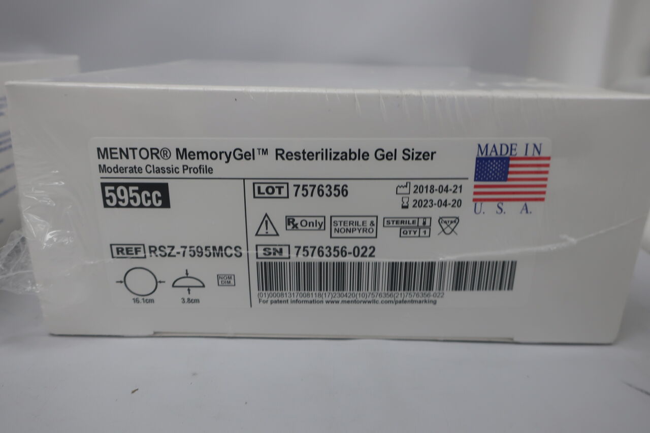 RSZ-7595MCS - MENTOR - MemoryGel Moderate Classic Profile, MC 595cc Gel Sizer, (BX/1) - ( Expiry Date: 2023-04-20 )