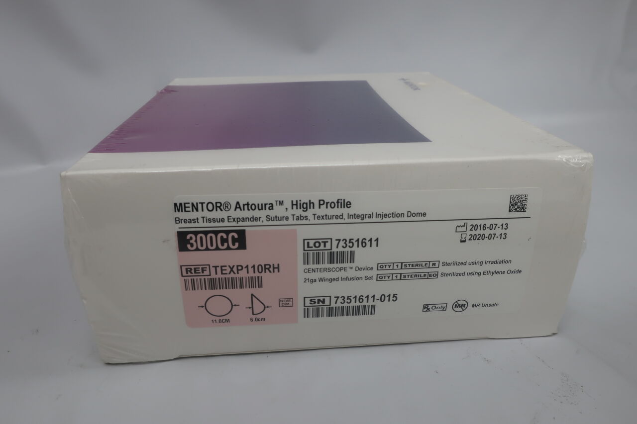 TEXP110RH - MENTOR - Artoura  Textured, High Profile, Suture Tabs, Integral Injection Dome, 300cc, (BX/1) - ( Expiry Date: 2020-07-13 )