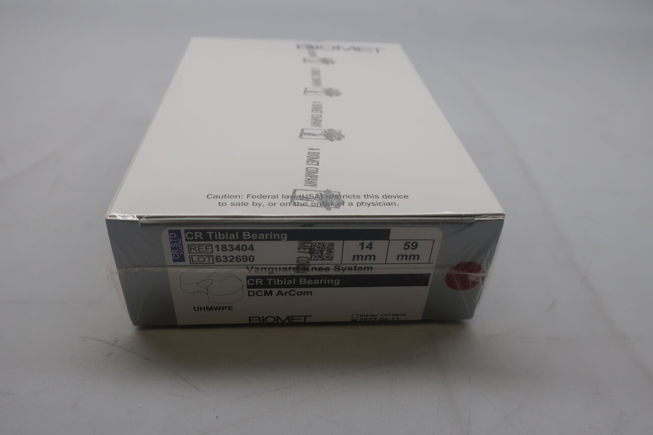 183404 - BIOMET - CR Tibial Bearing Vanguard CR Tib Bearing 59 x 14mm, (BX/1) - ( Expiry Date: 2022-04-11 )