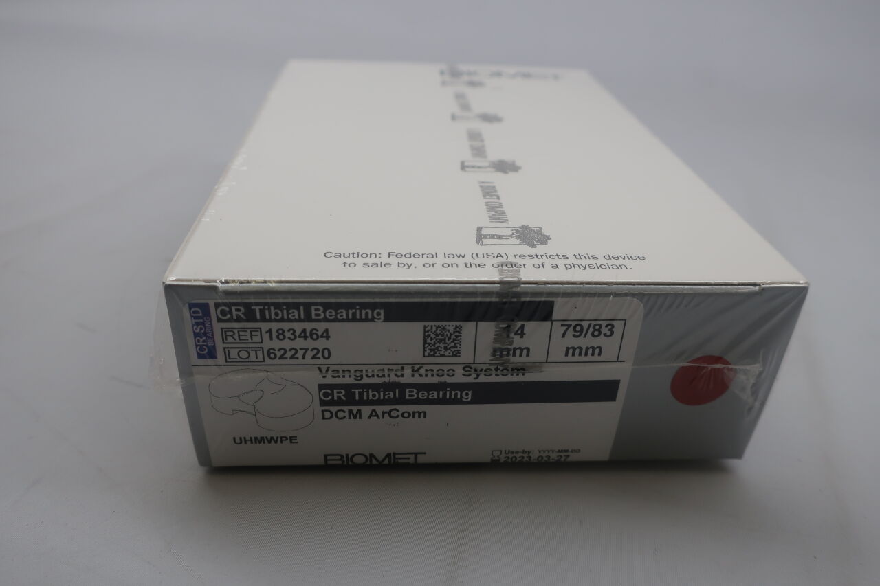 183464 - BIOMET - CR Tibial Bearing Vanguard VE CR Tib Bearing 79/83 x 14mm, (BX/1) - ( Expiry Date: 2023-03-27 )