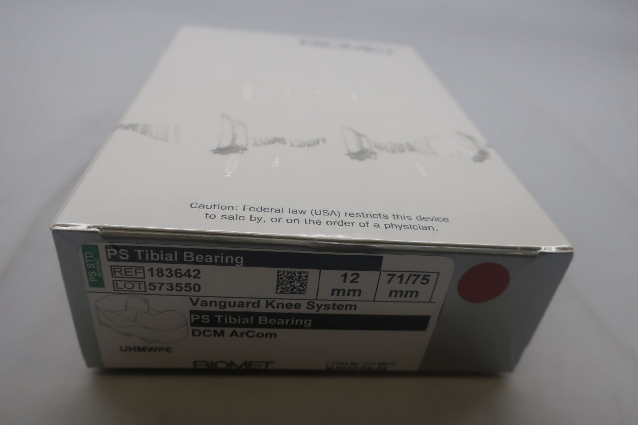 183642 - BIOMET - PS TIBIAL BEARING Vanguard PS Tib Bearing 71/75 x 12mm, (BX/1) - ( Expiry Date: 2023-01-07 )
