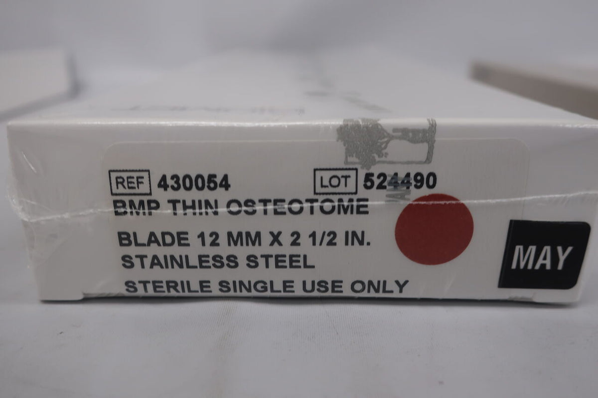 430054 - BIOMET - Zimmer Biomet Thin Long Stainless Steel Osteotome Blade, 12 mm x 2.5 in., (BX/1)