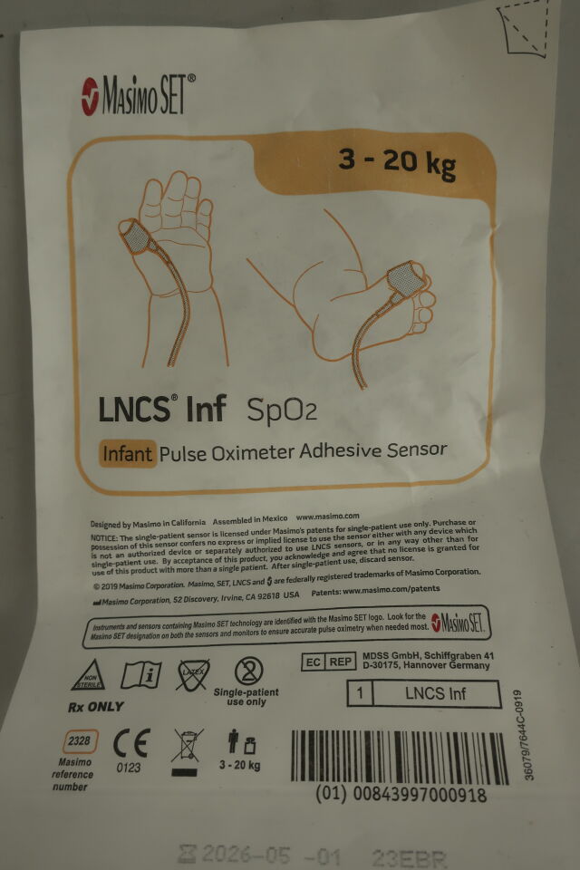 2328 - MASIMO - MasimoSET LNCS Inf Infant Pulse Oximeter Adhesive Sensor, (EA) - ( Expiry Date: 2020-05-06 )
