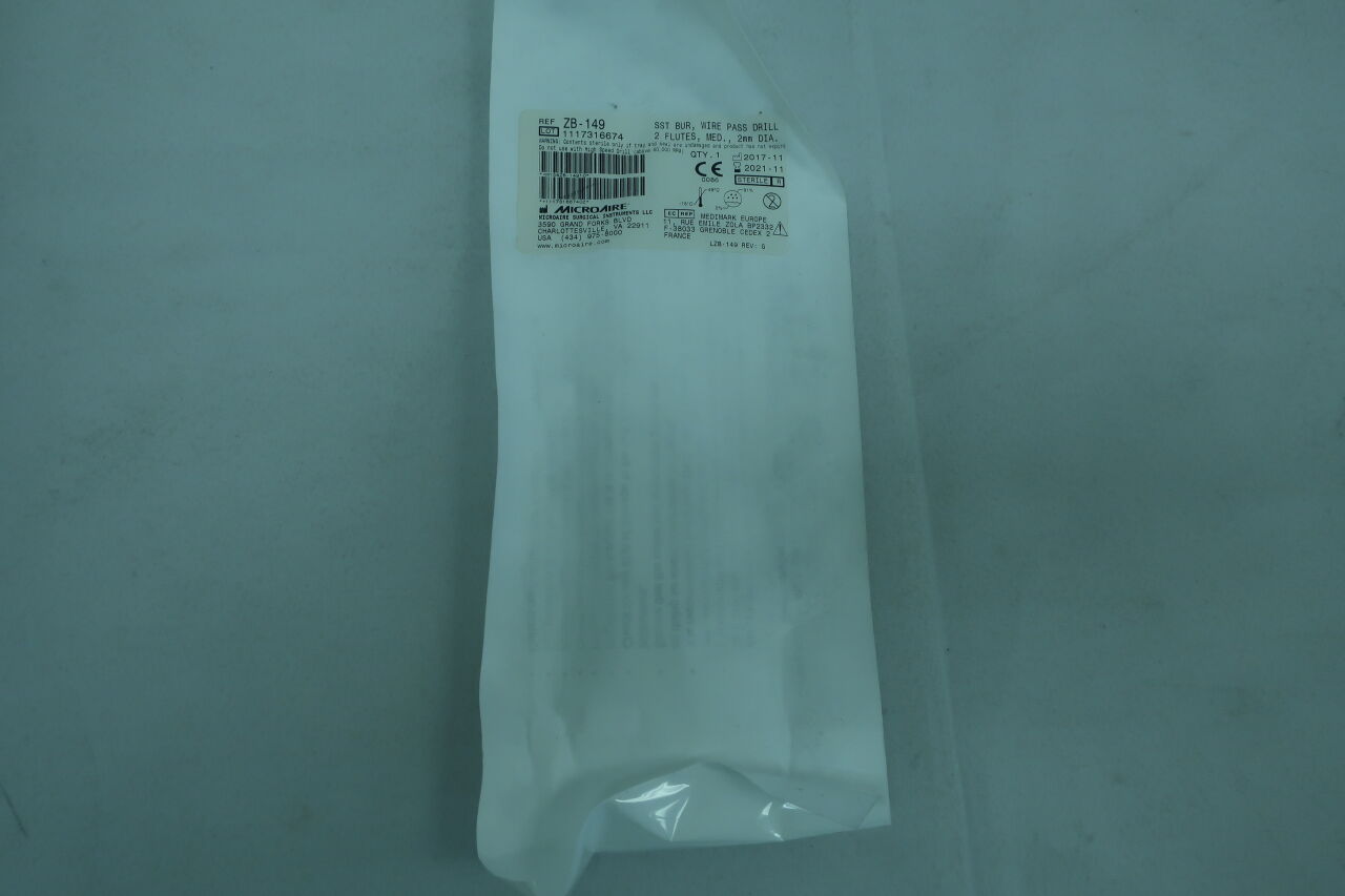 ZB-149 - MICRO-AIRE - Sst bur, wire pass drill 2 flutes, med., 2mm dia., (EA) - ( Expiry Date: 2021-11-07 )