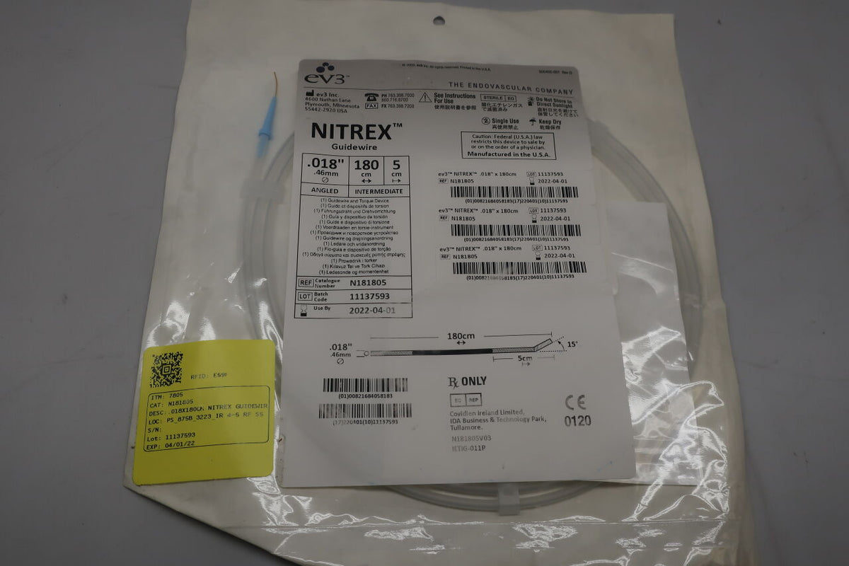 N181805 - COVIDIEN - Nitrex Vascular Guidewire, 0.018 in. dia. x 180 cm Length, ()