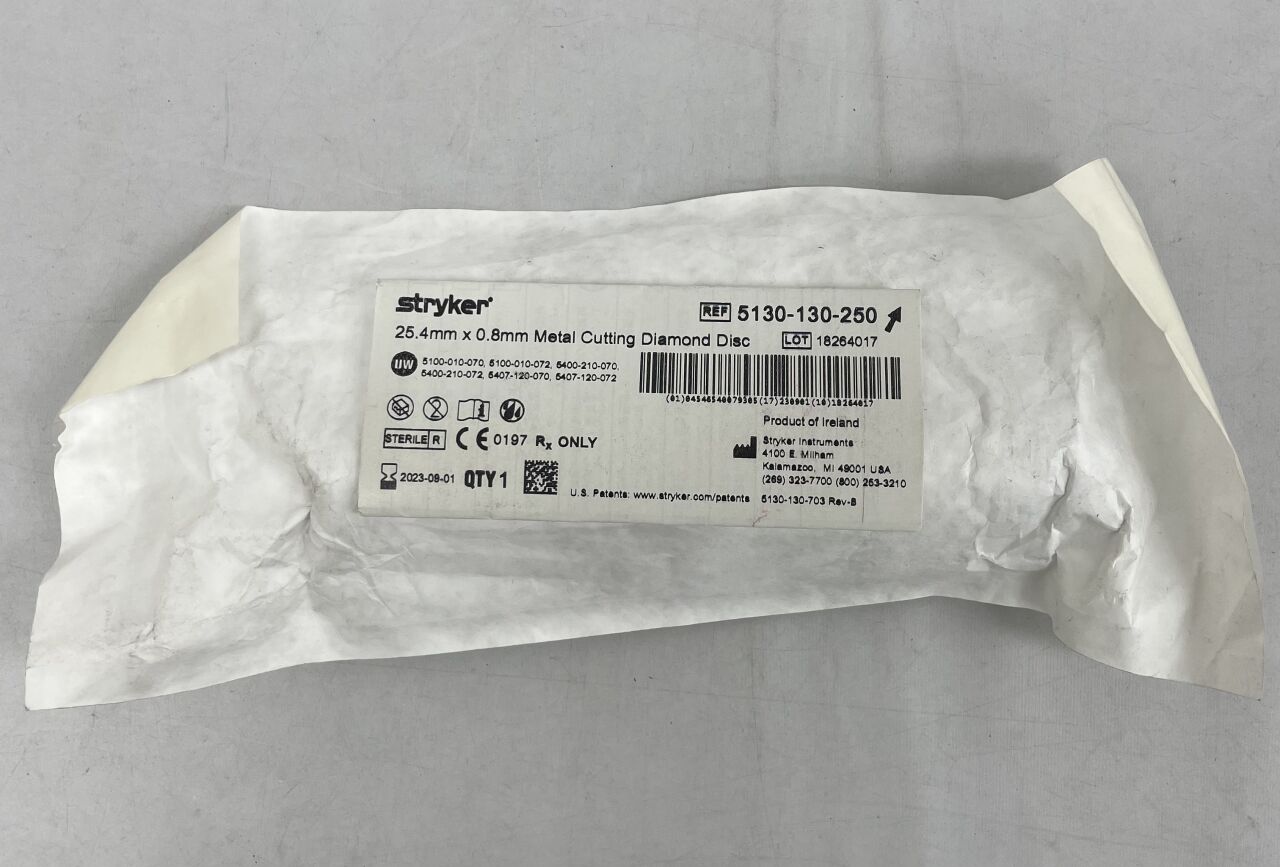 5130-130-250 - STRYKER - Diamond Disc Burr, 25.4 dia. x 0.8 mm Head Length, () - ( Expiry Date: 2023-03-01 )