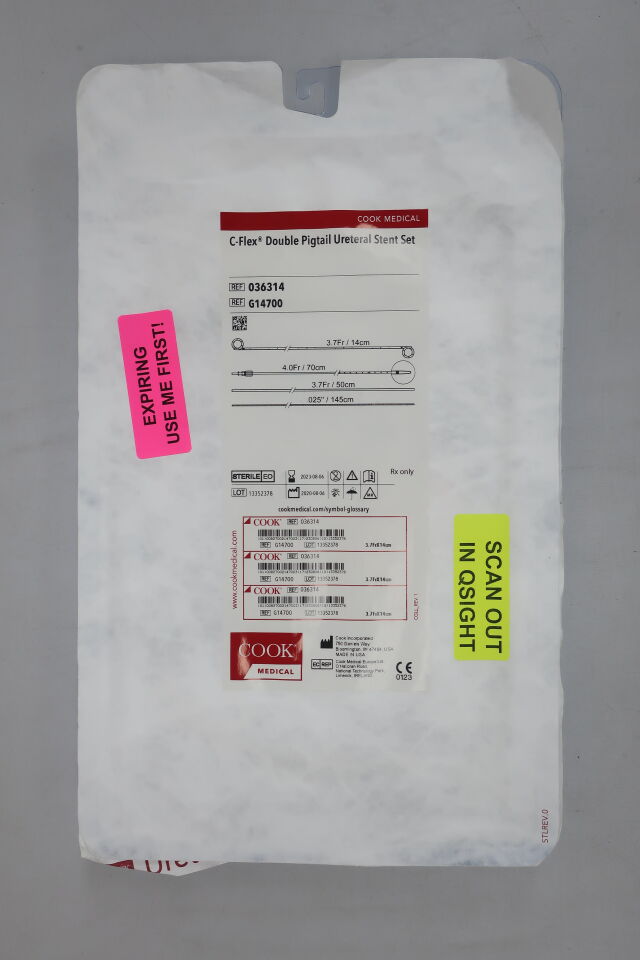 G14700 - COOK - C-Flex Double Pigtail Ureteral Stent Set 3.7Fr/14CM, (EA) - ( Expiry Date: 2023-08-06 )