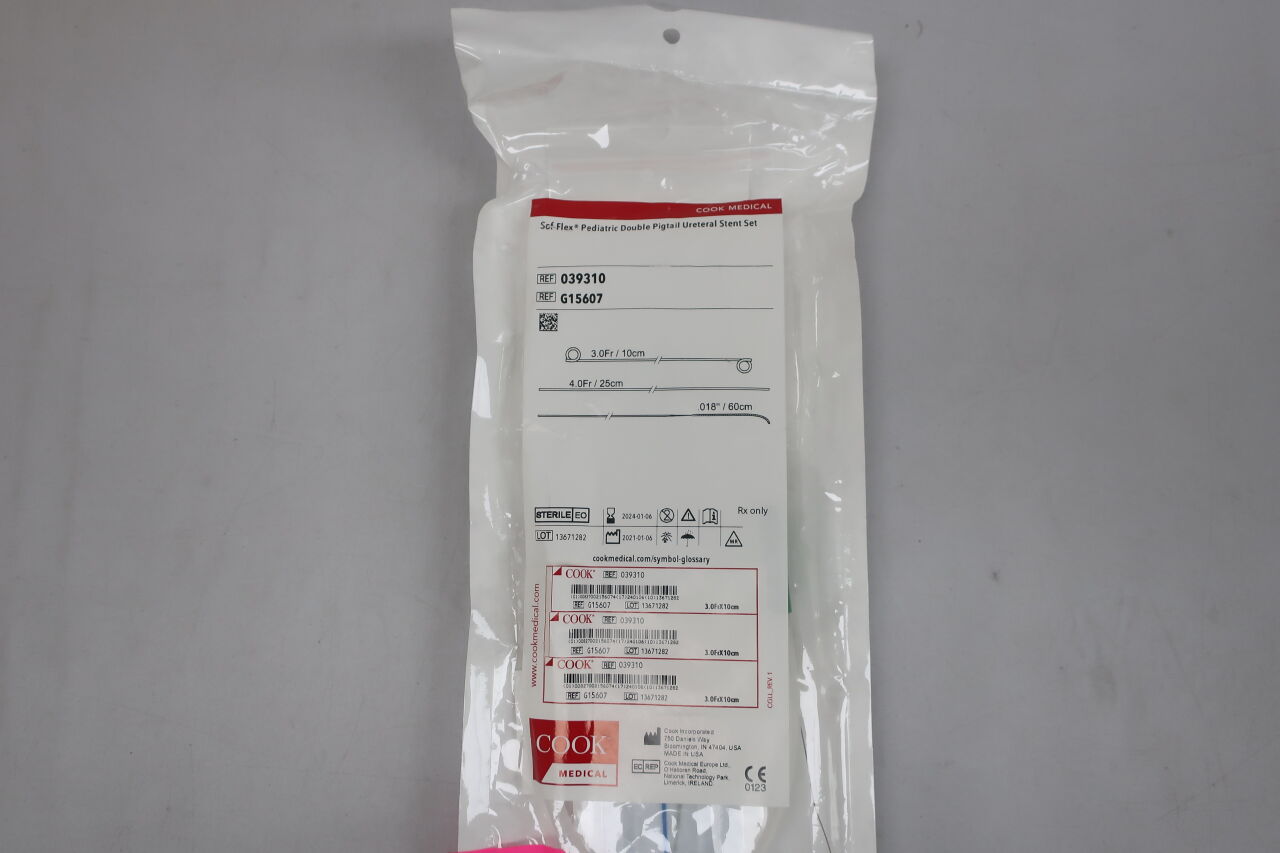 G15607 - COOK - sof-flex double pigtail ureteral stent set, pediatric: 3f x 10cm, (EA) - ( Expiry Date: 2024-01-06 )