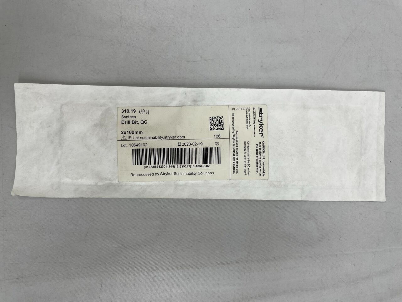 310.19 - STRYKER - Synthes Quick Coupling Twist Drill Bit, 2 dia. x 100 mm Length, (EA) - ( Expiry Date: 2023-02-19 )