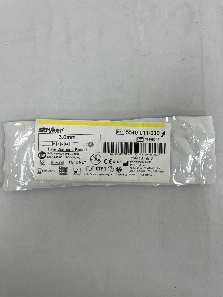 5540-011-030 - STRYKER - Fine Diamond Round Burr, 3 mm Head Diameter, (EA) - ( Expiry Date: 2023-07-01 )