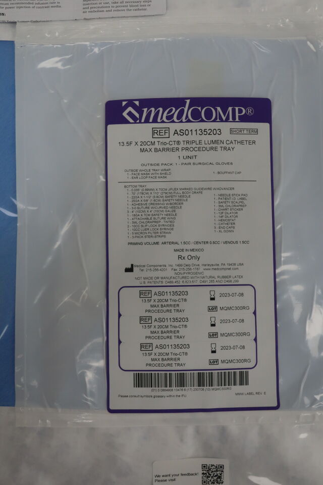 AS01135203 - MEDICAL COMPONENTS - Triple-lumen haemodialysis catheter, (EA)