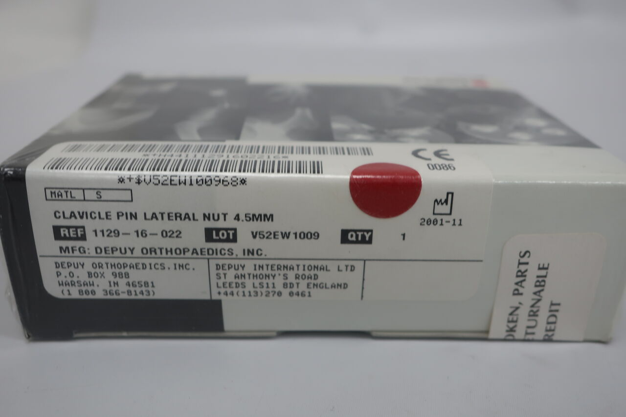 1129-16-022 - DEPUY - clavical pin lateral nut 4.5mm , (BOX/1) - ( Expiry Date: 2001-11-01 )