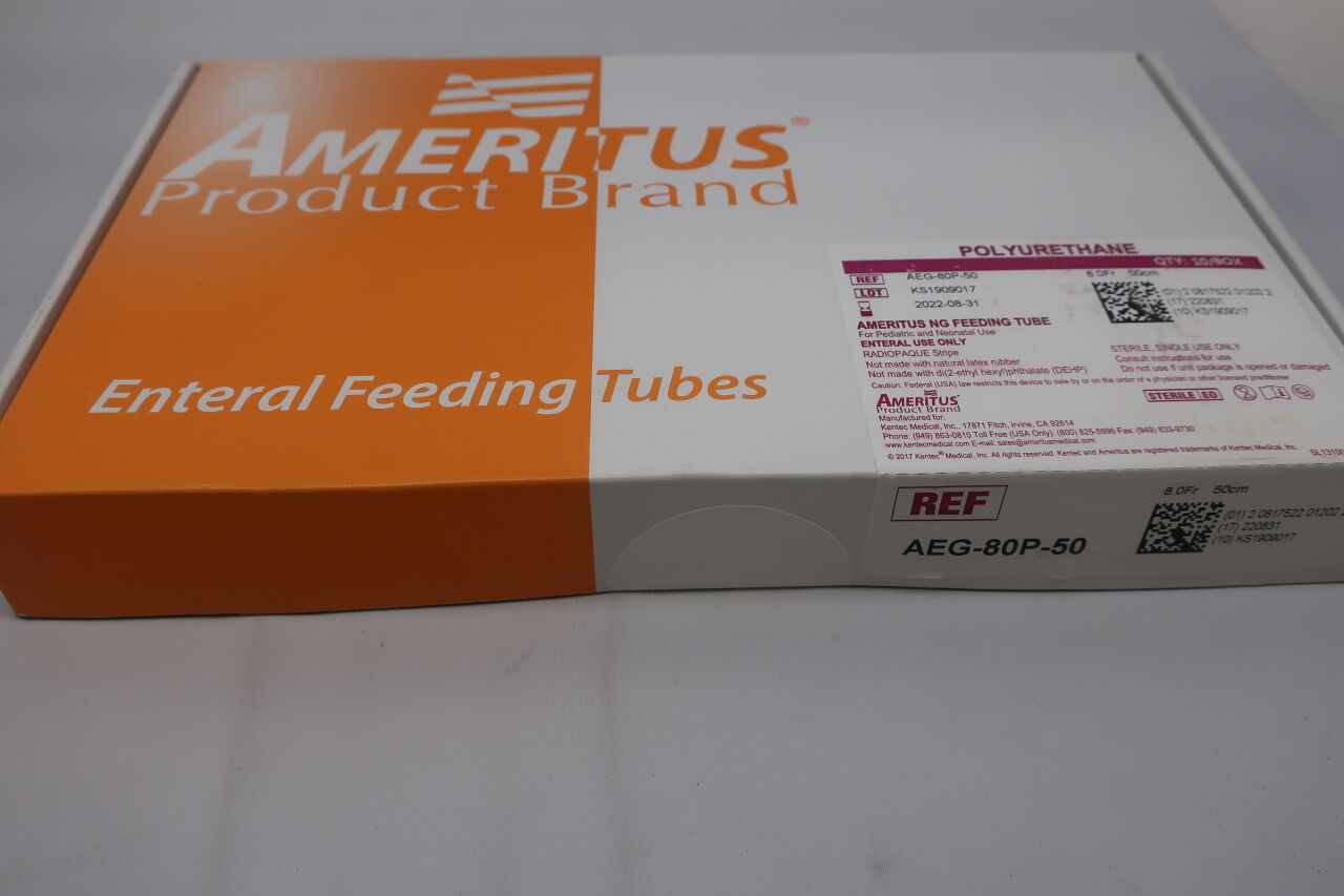 AEG-80P-50 - AMERTUS - NG Pediatric & Neo Feeding Tube, Radiopaque Stripe 8Fr, (BOX /10) - ( Expiry Date: 2022-08-31 )